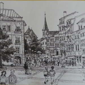 Fribourg, encre sur papier, A3, 2022.
