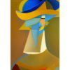 Femme au chapeau bleu 70 x 100 cm