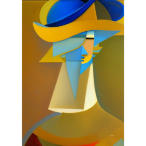 Poster – Femme au chapeau bleu