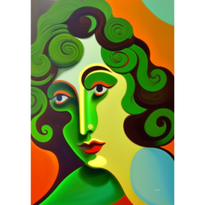 Poster – Femme aux boucles vertes