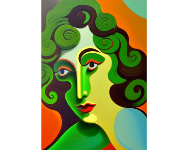 Femme aux boucles vertes 70 x 100 cm