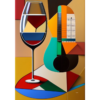 Guitare, Partition de musique et verre à vin 70 x 100 cm
