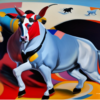 course de taureau 100 x 70 cm